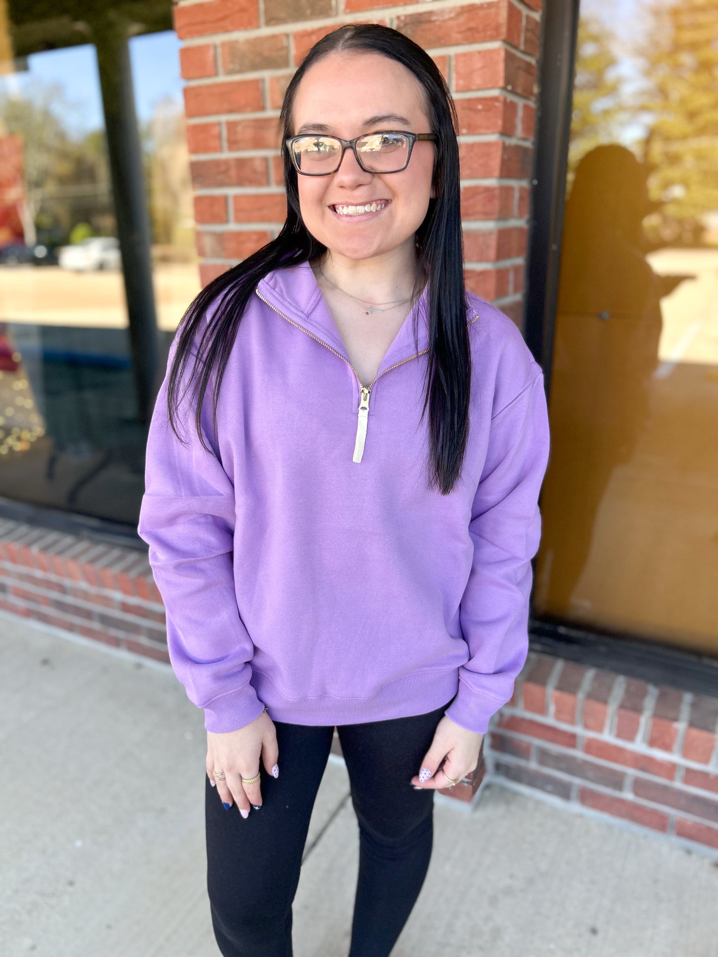 DOOR BUSTER: Bright Lavender Fleece Half Zip Sweatshirt