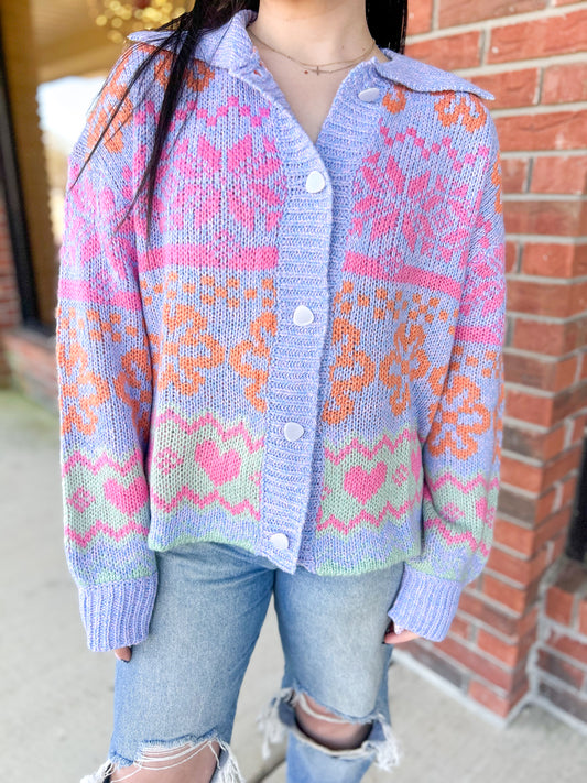 Be My Sweetheart Colorful Cardigan