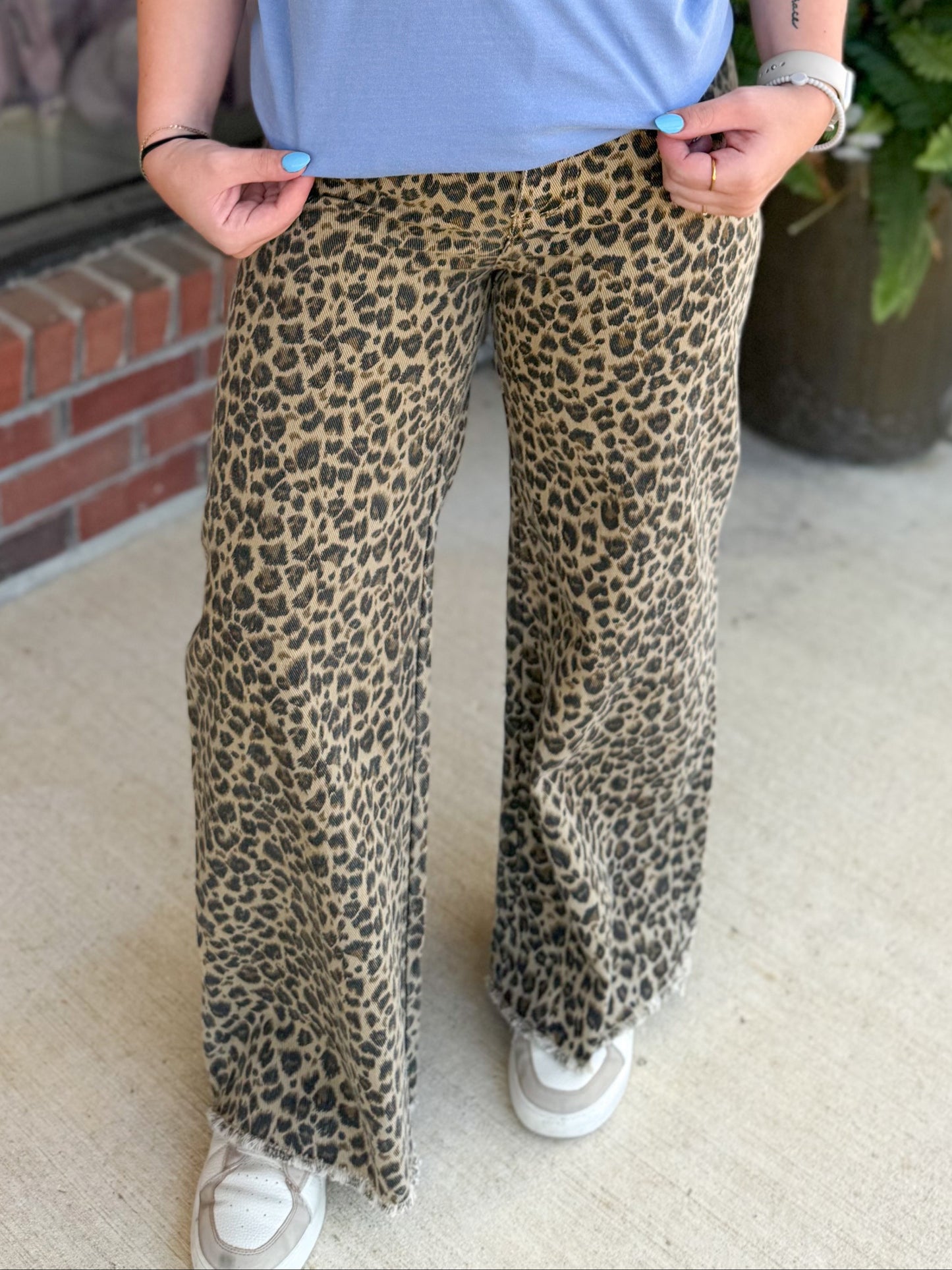 Can’t Be Tamed Mid Rise Leopard Denim Pants
