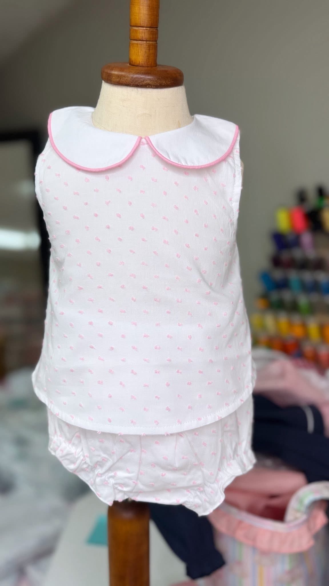 Pink Swiss Dot Diaper Set