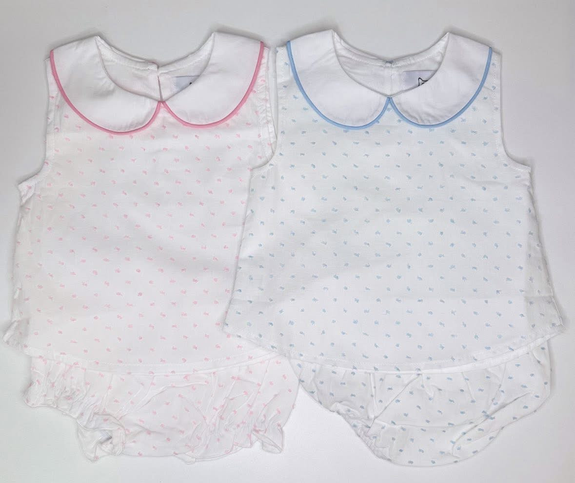 Blue Swiss Dot Diaper Set