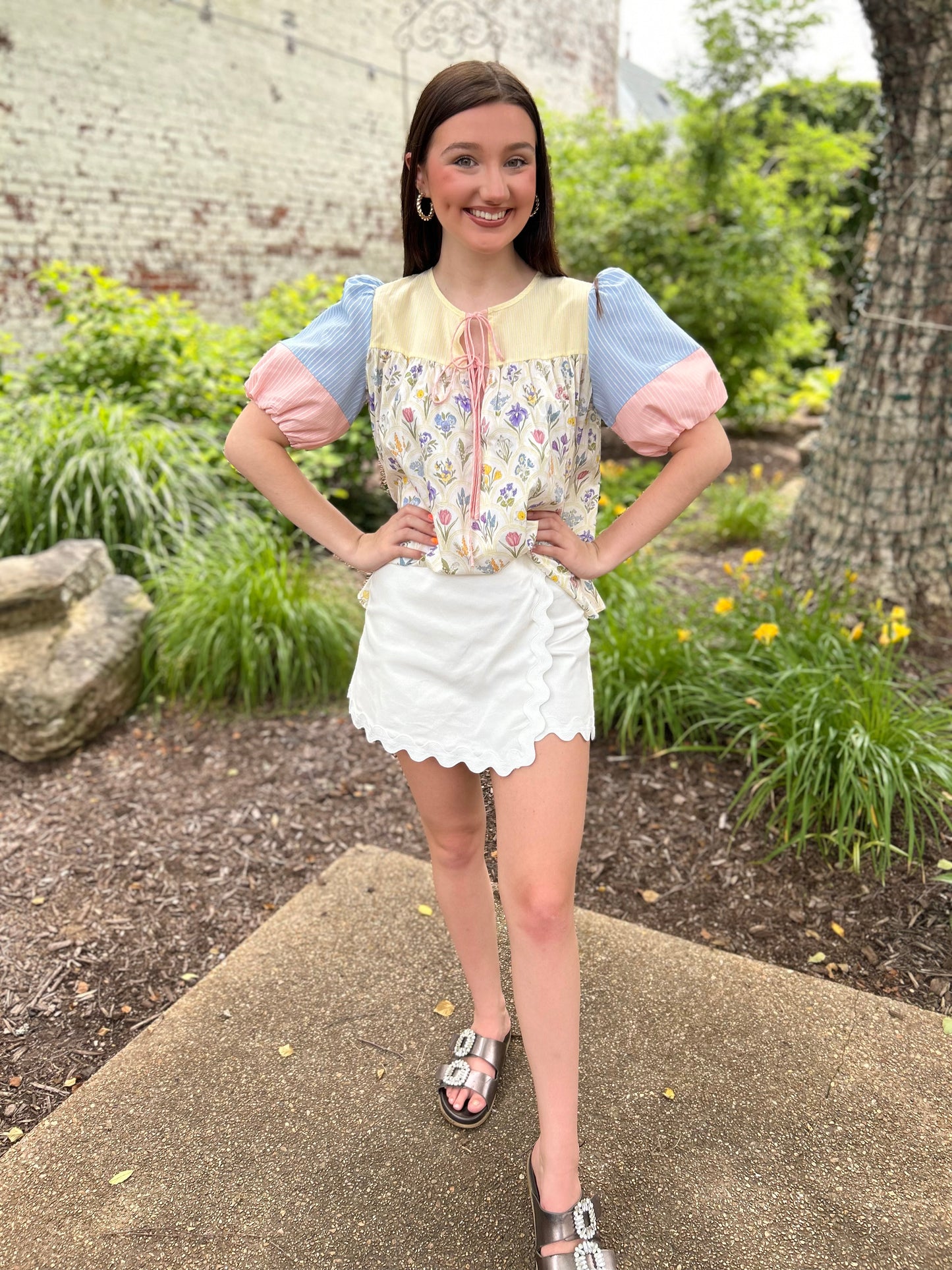 Let In The Light Pastel Print Top