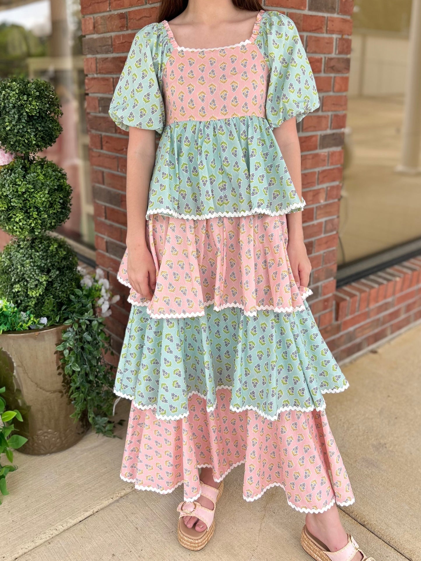 We Should Be Together Balloon Sleeve Tiered Maxi Dress