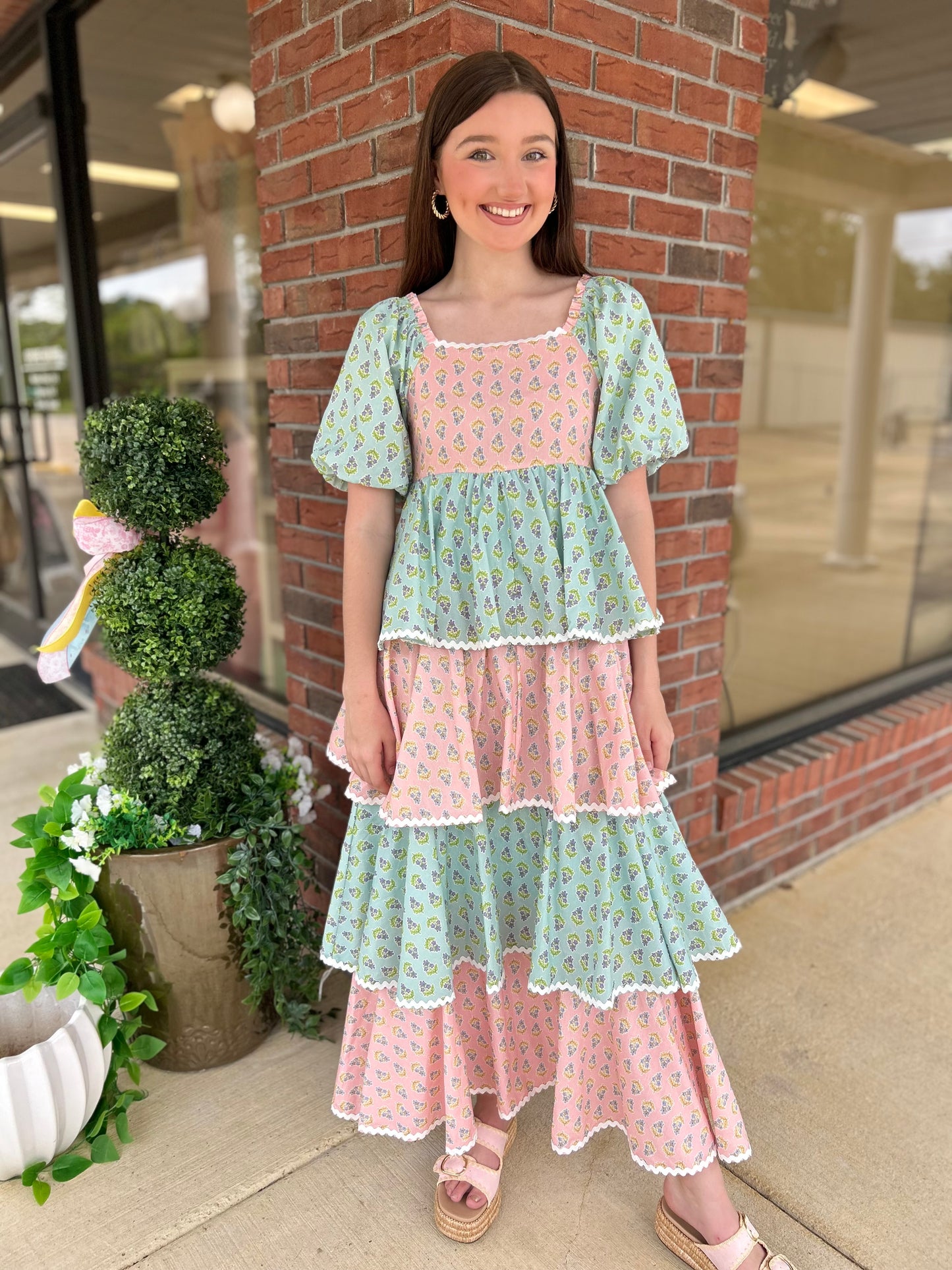 We Should Be Together Balloon Sleeve Tiered Maxi Dress