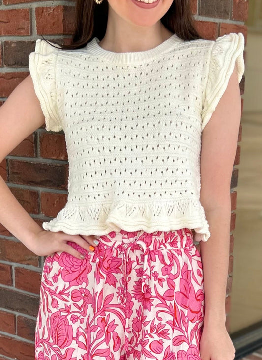 Hold You Dear Ivory Sleeveless Knit Top