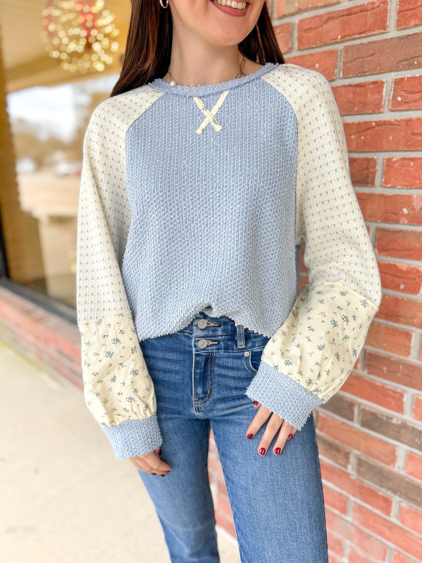 Soft Skies Blue Raglan Top