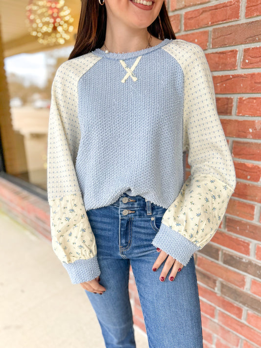 Soft Skies Blue Raglan Top