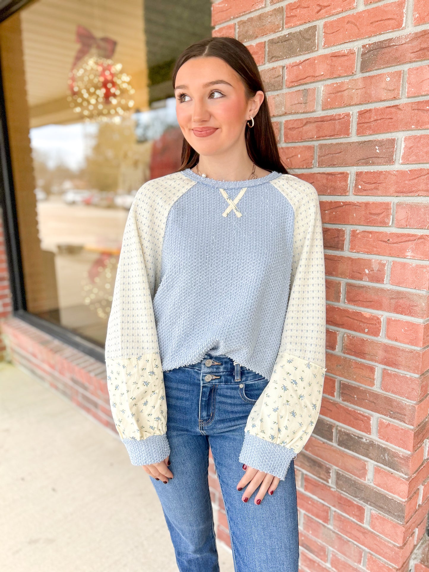 Soft Skies Blue Raglan Top