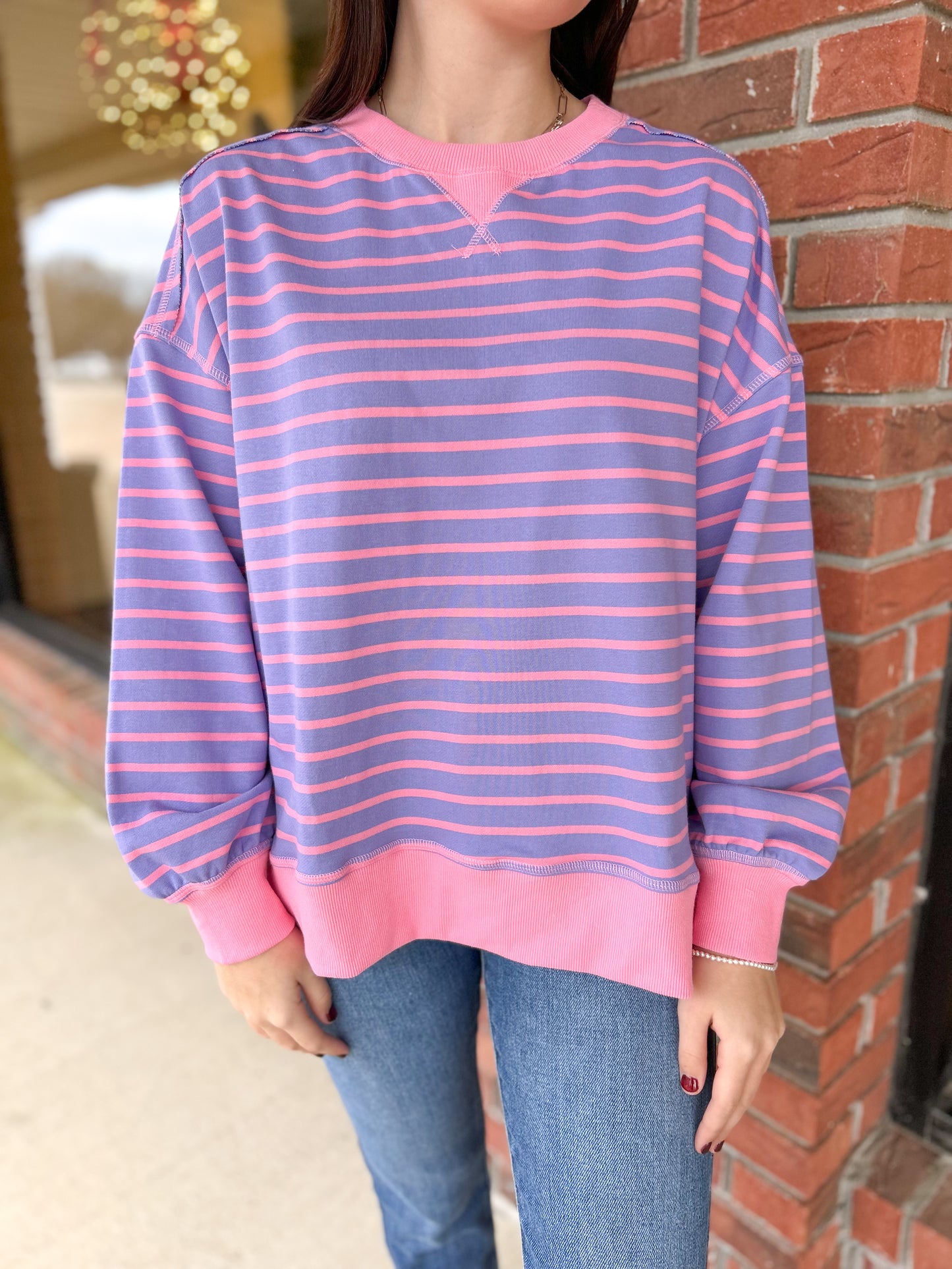 Comfy Lavender/Pink Stripe Top