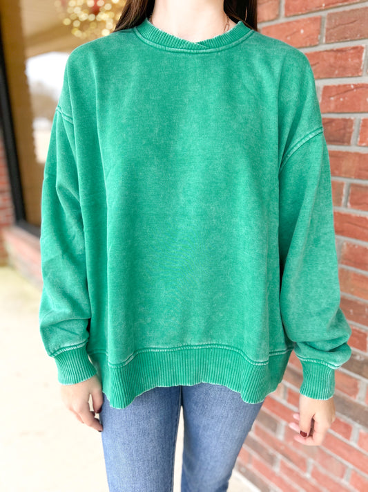 Zenana Acid Wash Oversized Fleece Pullover (Multiple Colors Available)