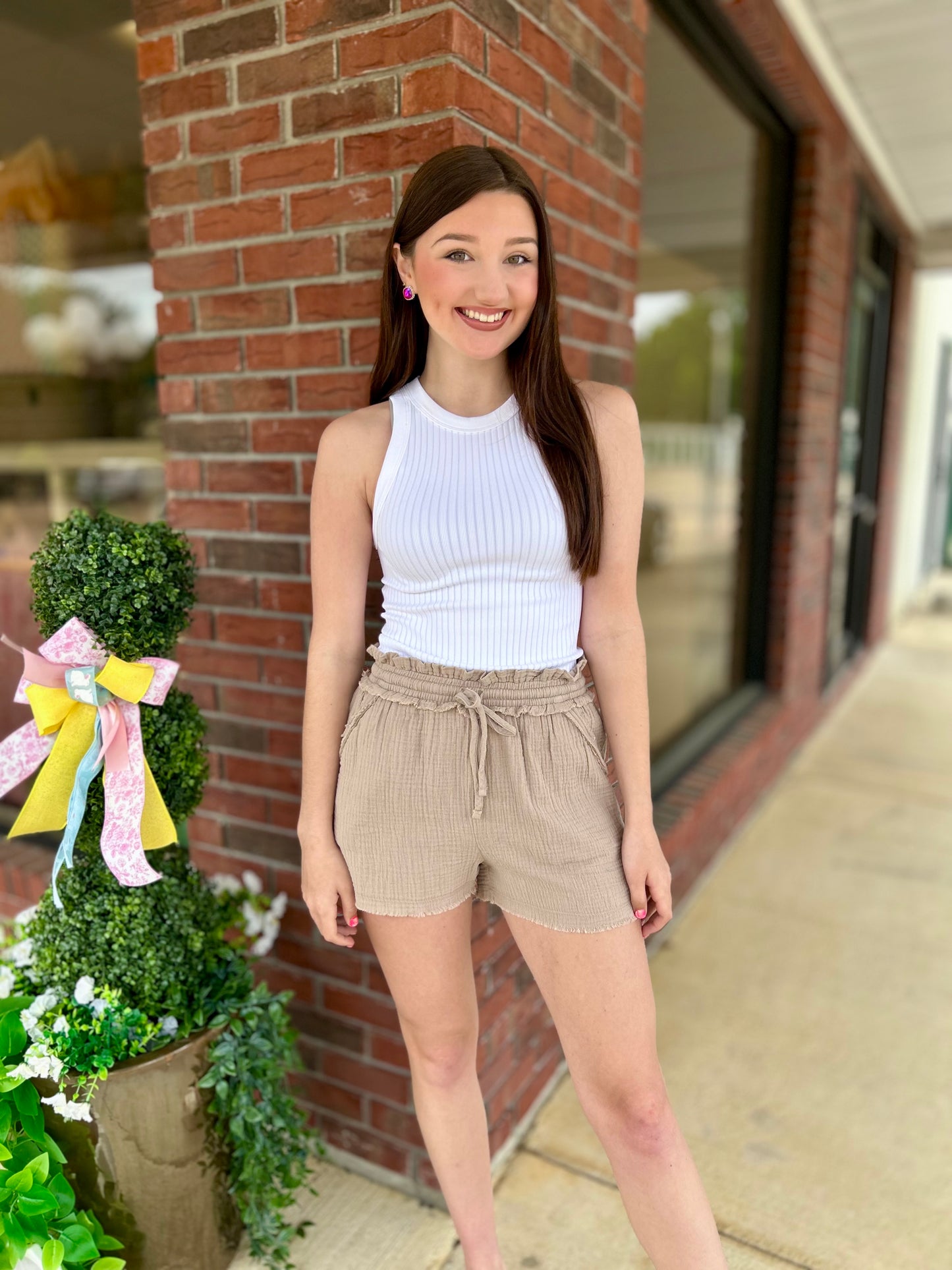 White Seamless Ribbed Crop Tank Top