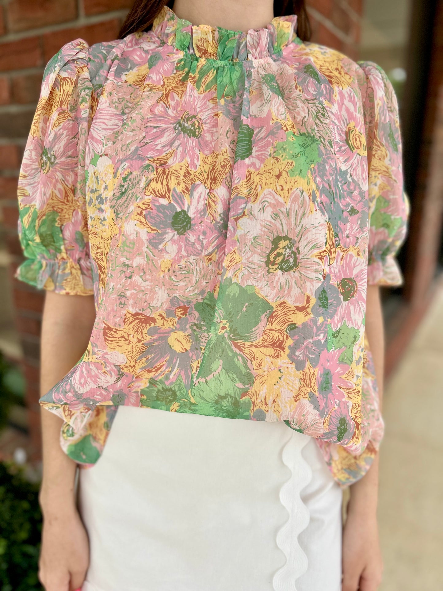 Happy Day Floral Print Top