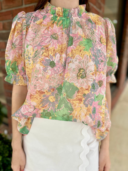 Happy Day Floral Print Top