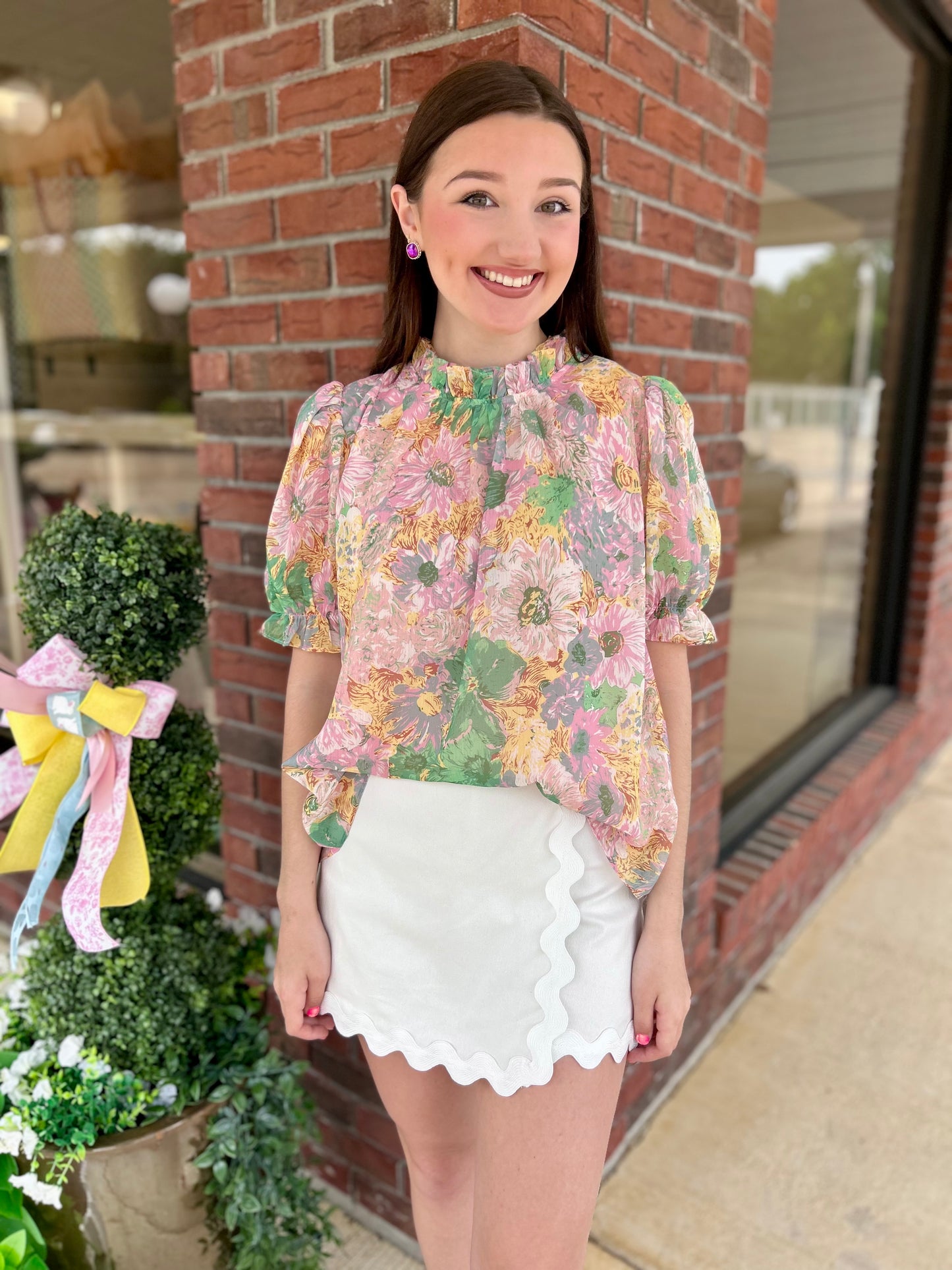 Happy Day Floral Print Top