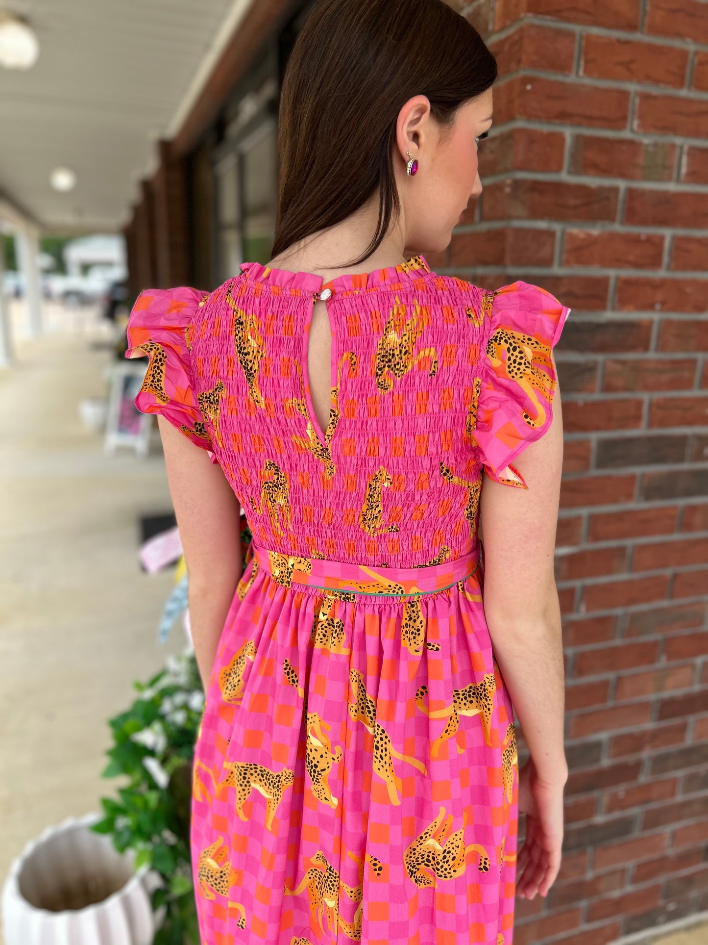 Wild Side Cheetah Print Smocked Midi Dress