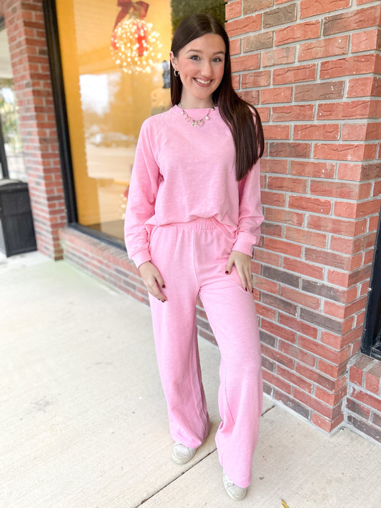 Slub Long Sleeve Top & Pants 2 Piece Set (Multiple Colors Available)