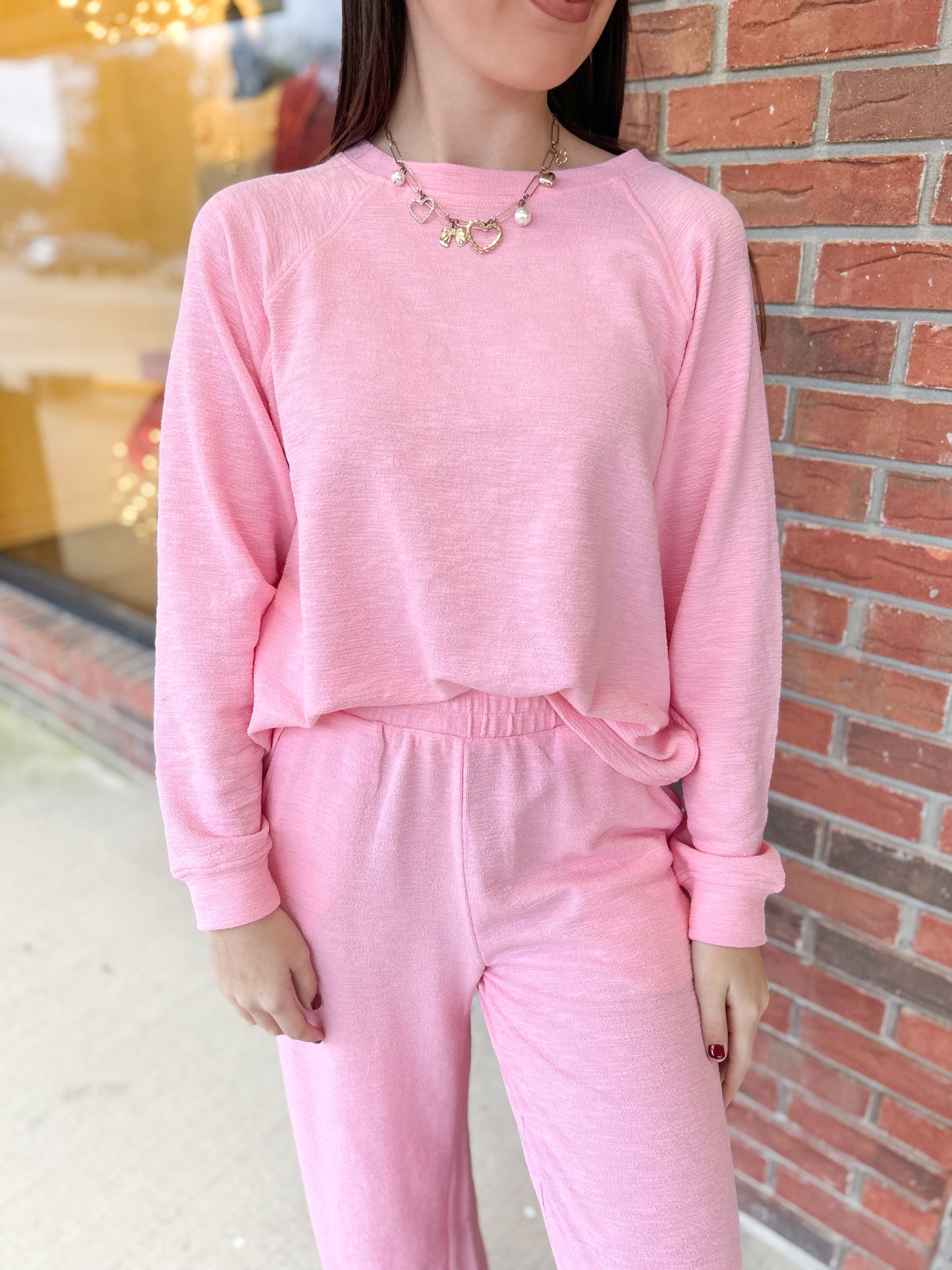 Slub Long Sleeve Top & Pants 2 Piece Set (Multiple Colors Available)