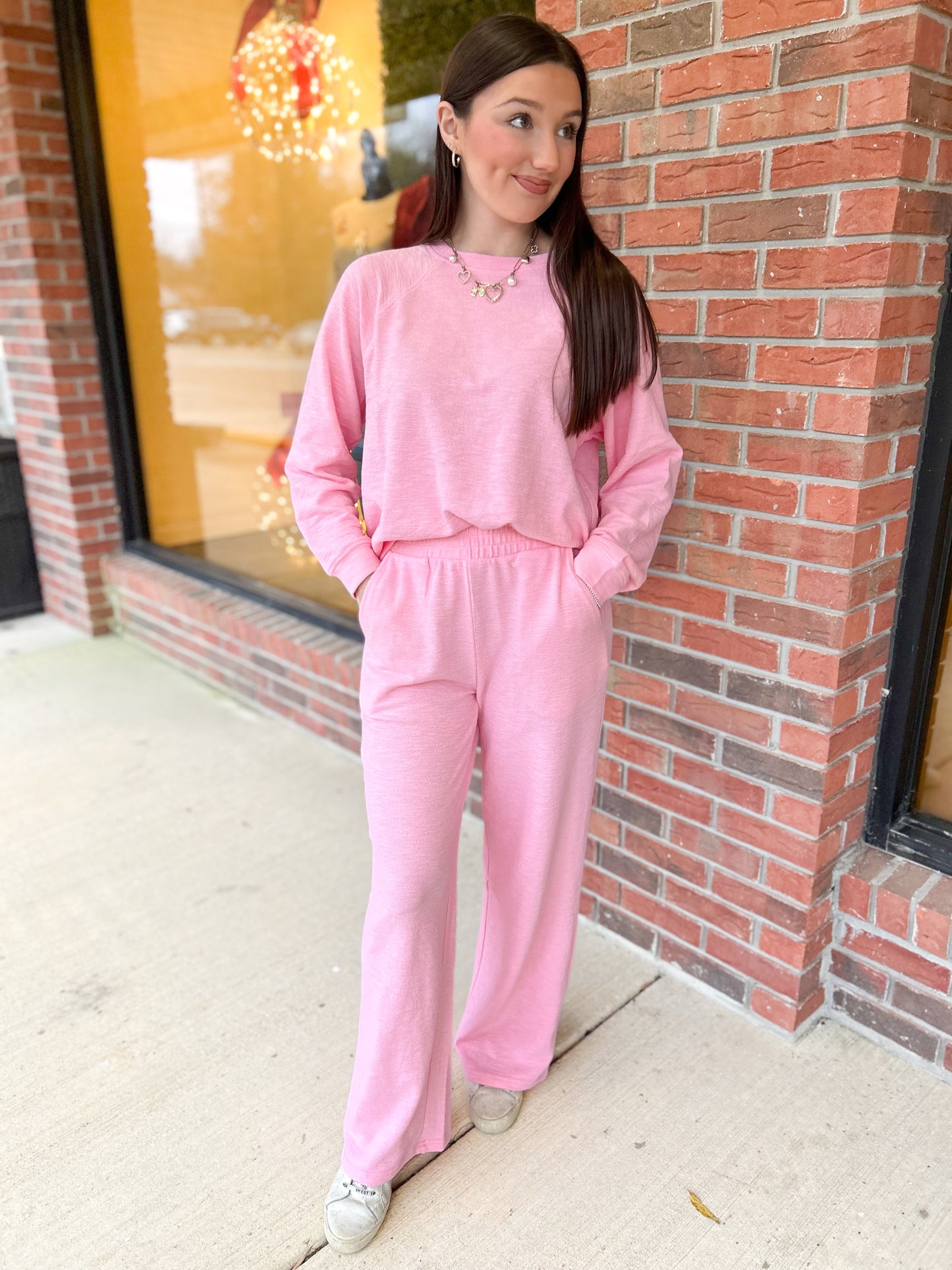 Slub Long Sleeve Top & Pants 2 Piece Set (Multiple Colors Available)