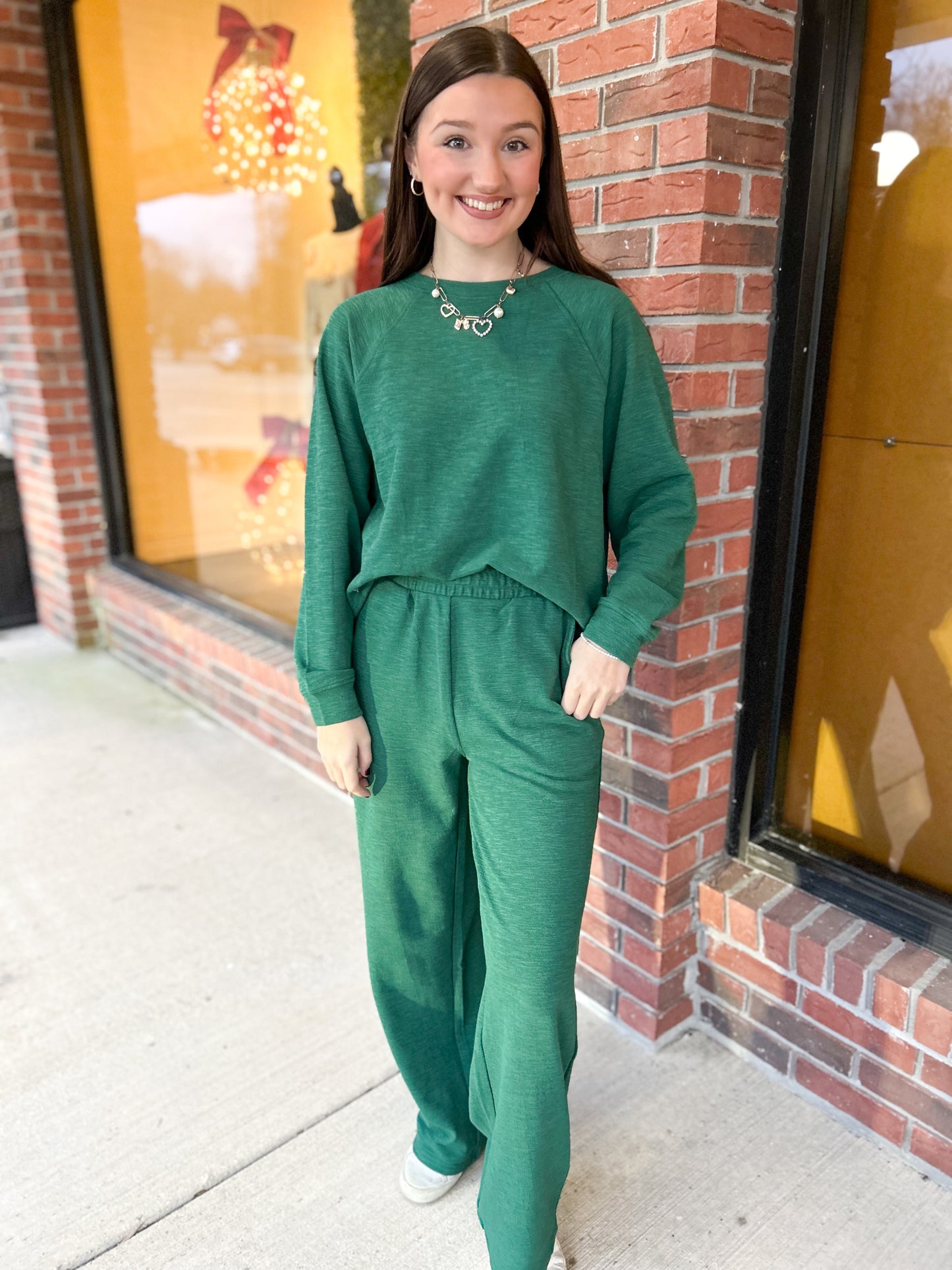 Slub Long Sleeve Top & Pants 2 Piece Set (Multiple Colors Available)