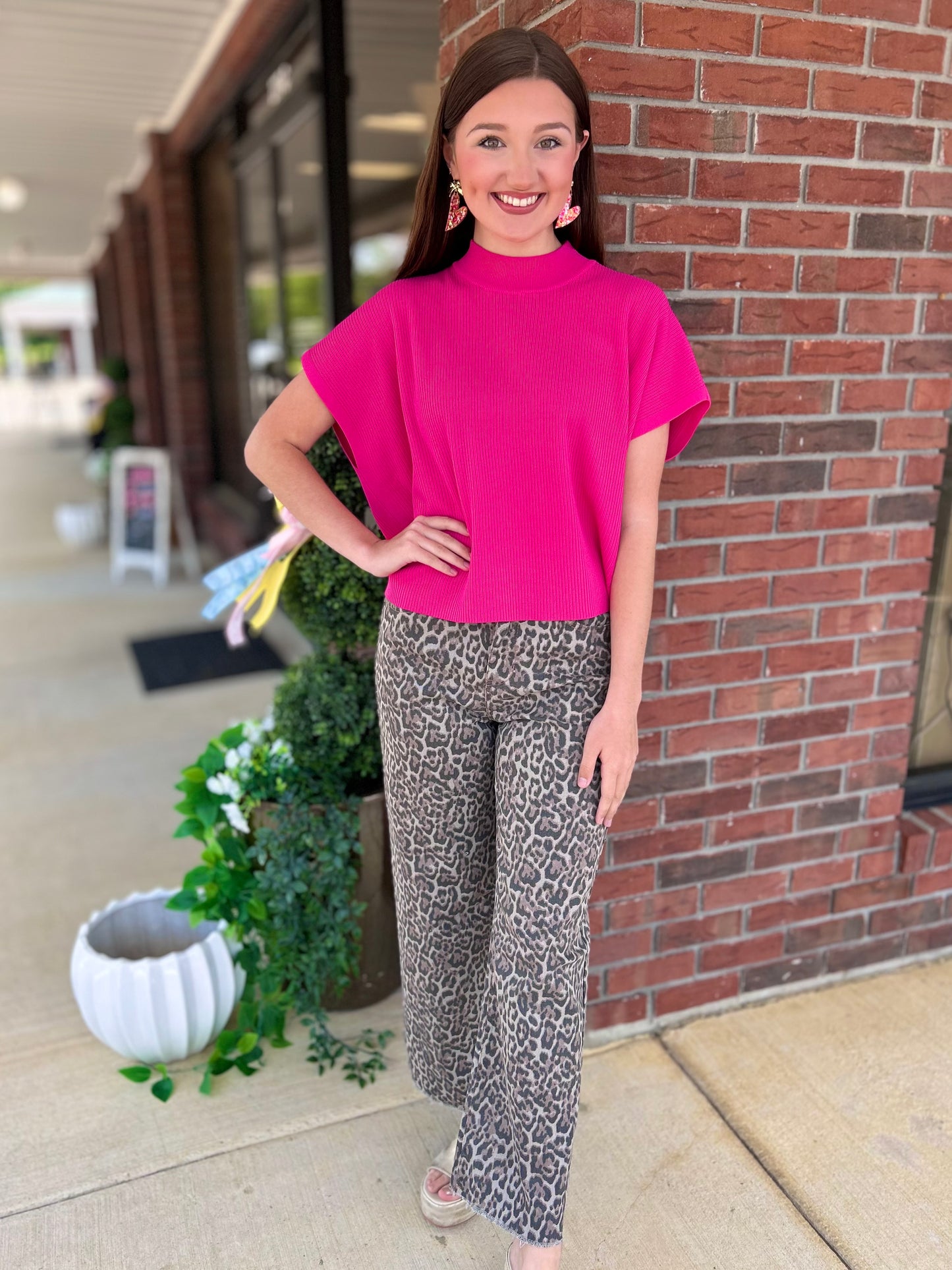 Leopard High Waist Wide Leg Jeans