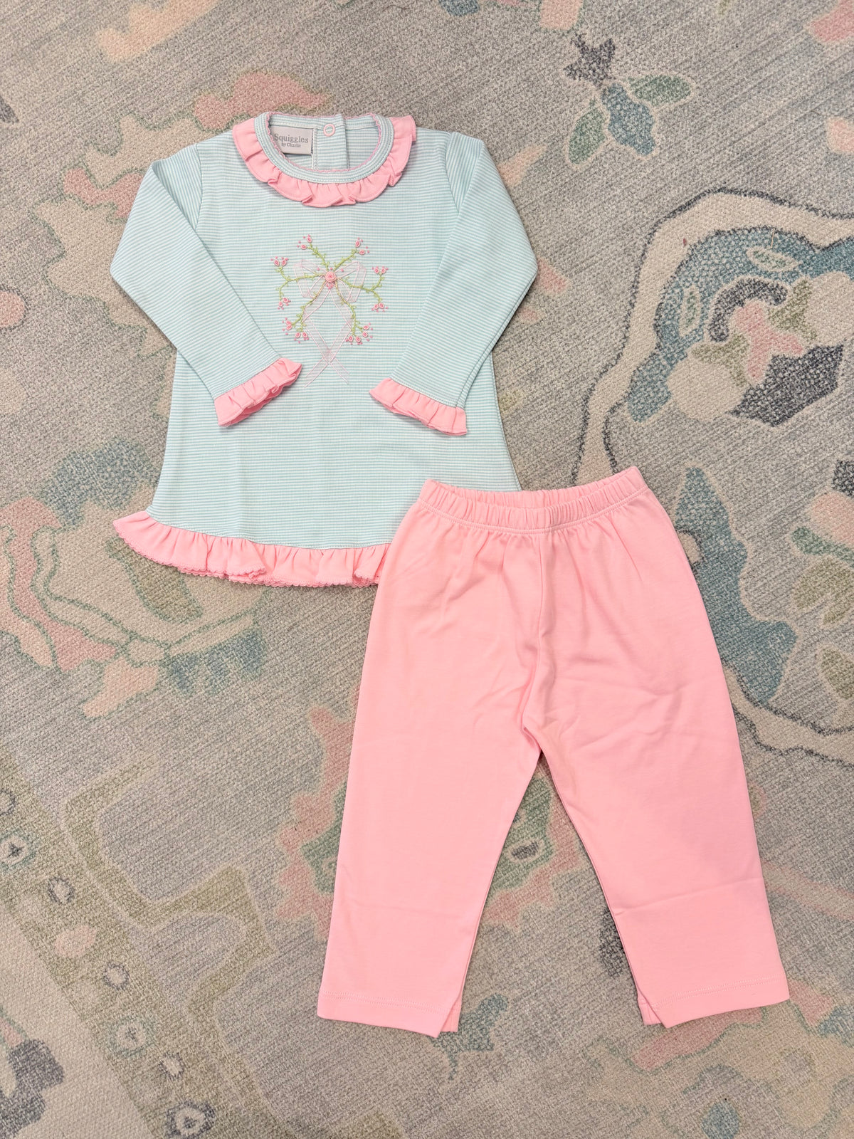 Wispy Bow Long Sleeve Top and Leggings Set