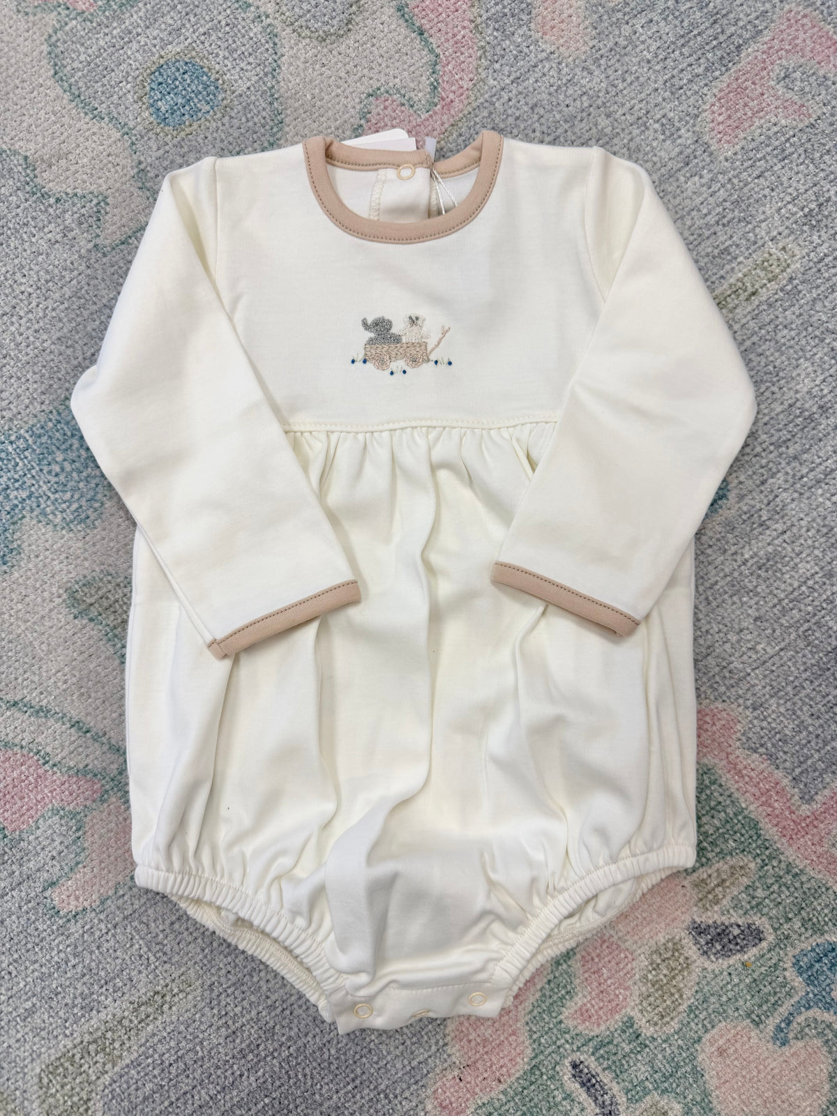 Bear & Elephant in Wagon Long Sleeve Boy's Bubble