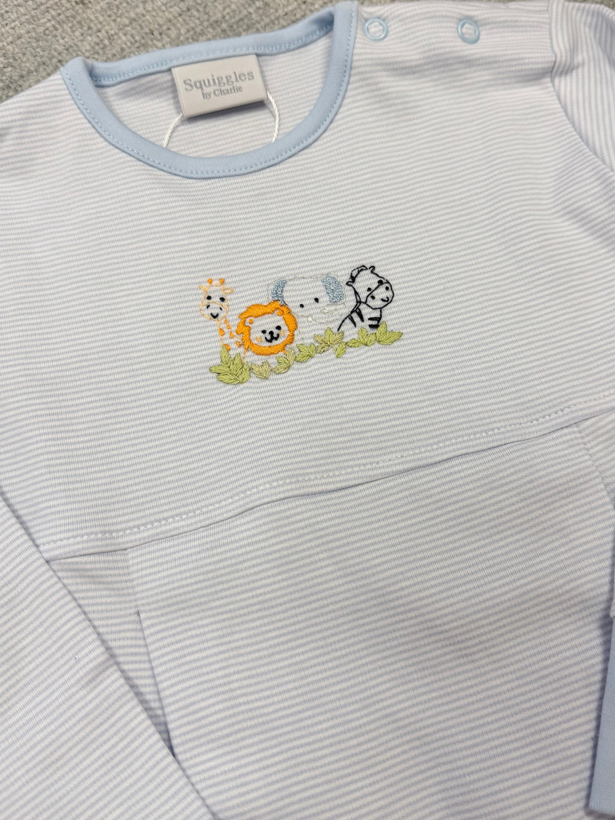 Coo Zoo Blue Pinstripe Long Sleeve Boys Coverall