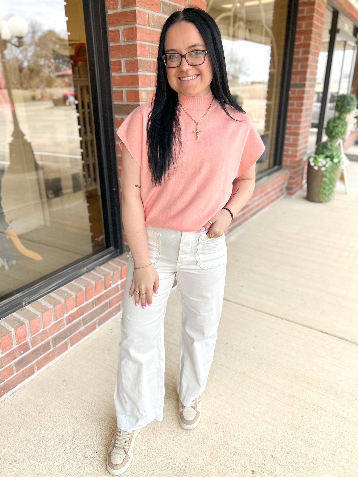 Portland Scalloped Pocket Straight Leg Pants