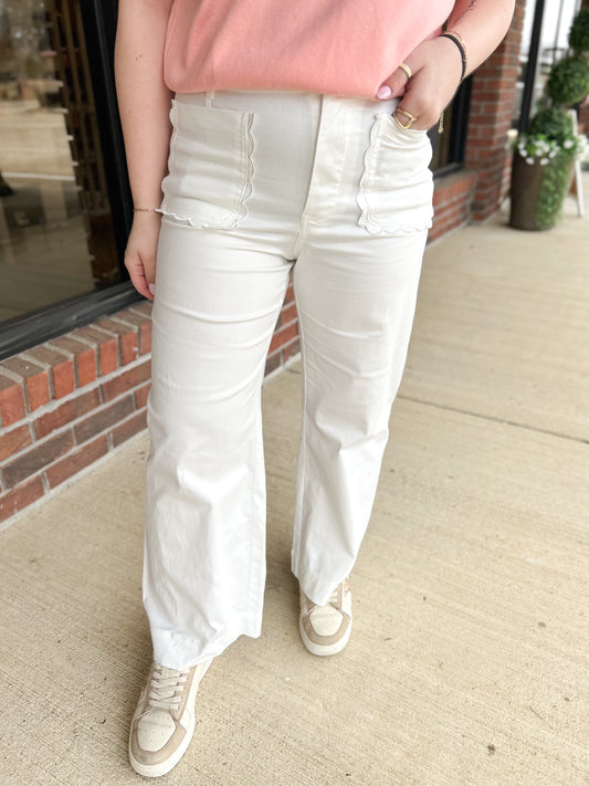 Portland Scalloped Pocket Straight Leg Pants