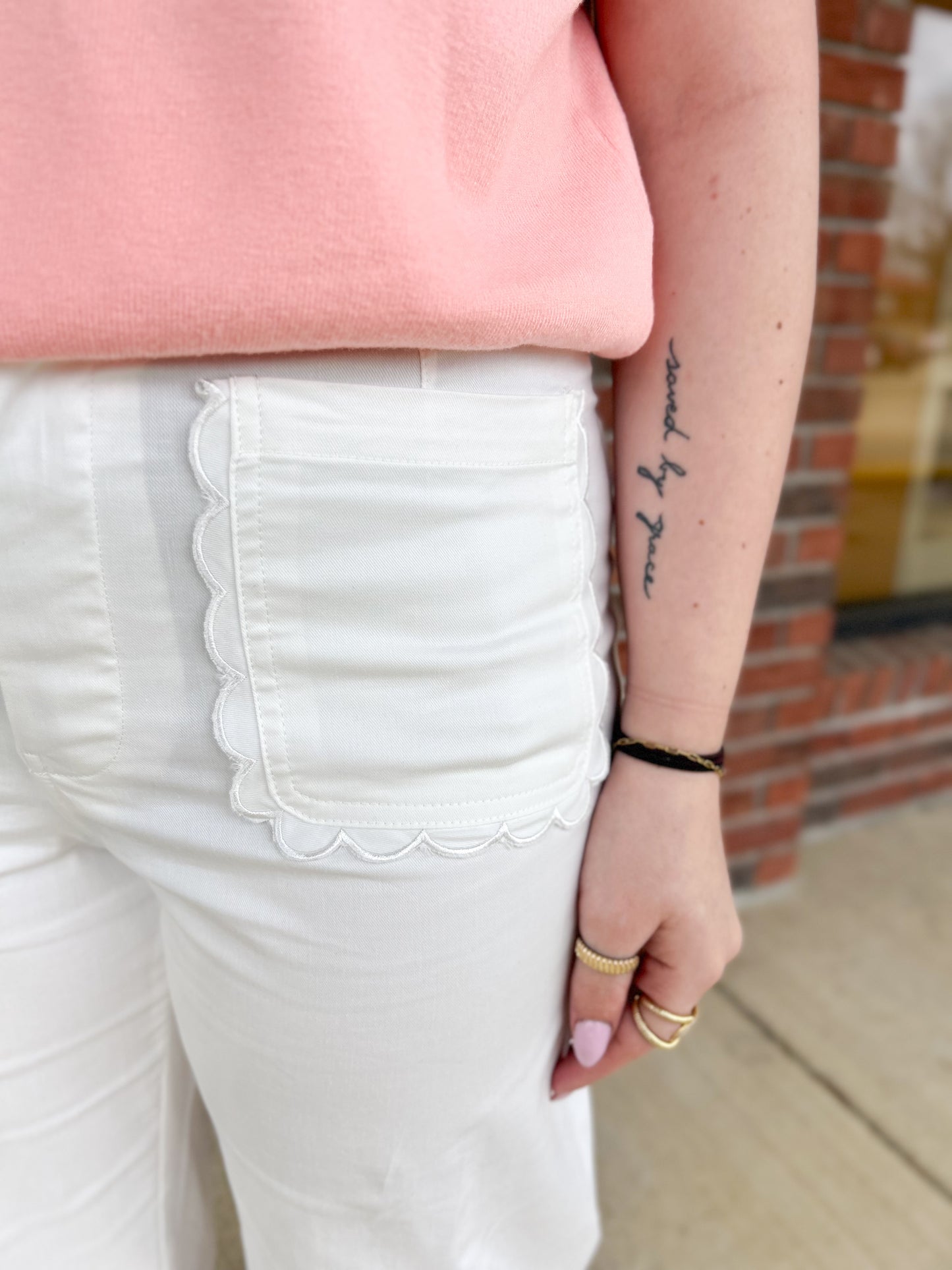 Portland Scalloped Pocket Straight Leg Pants