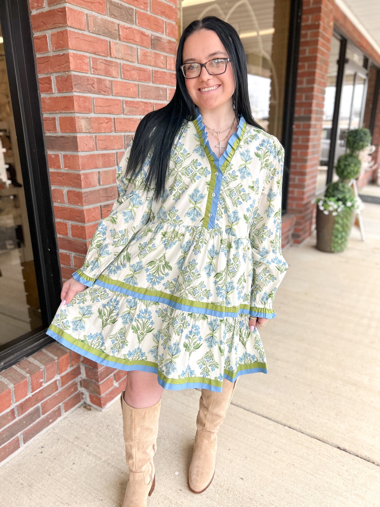 Blue Belle Long Sleeve Dress