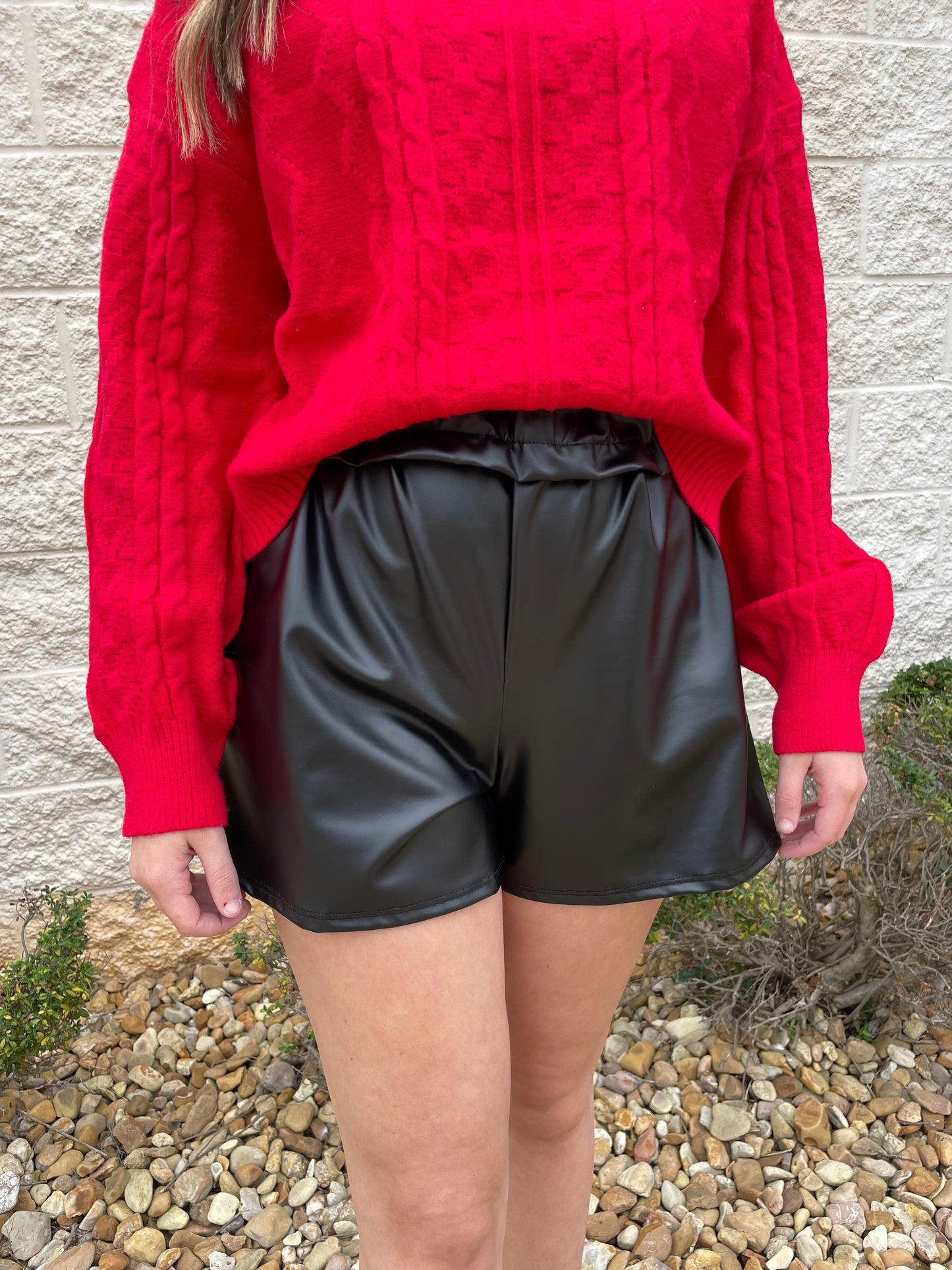 High Life Black Faux Leather Shorts