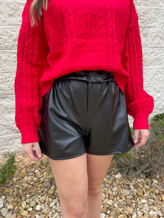 High Life Black Faux Leather Shorts