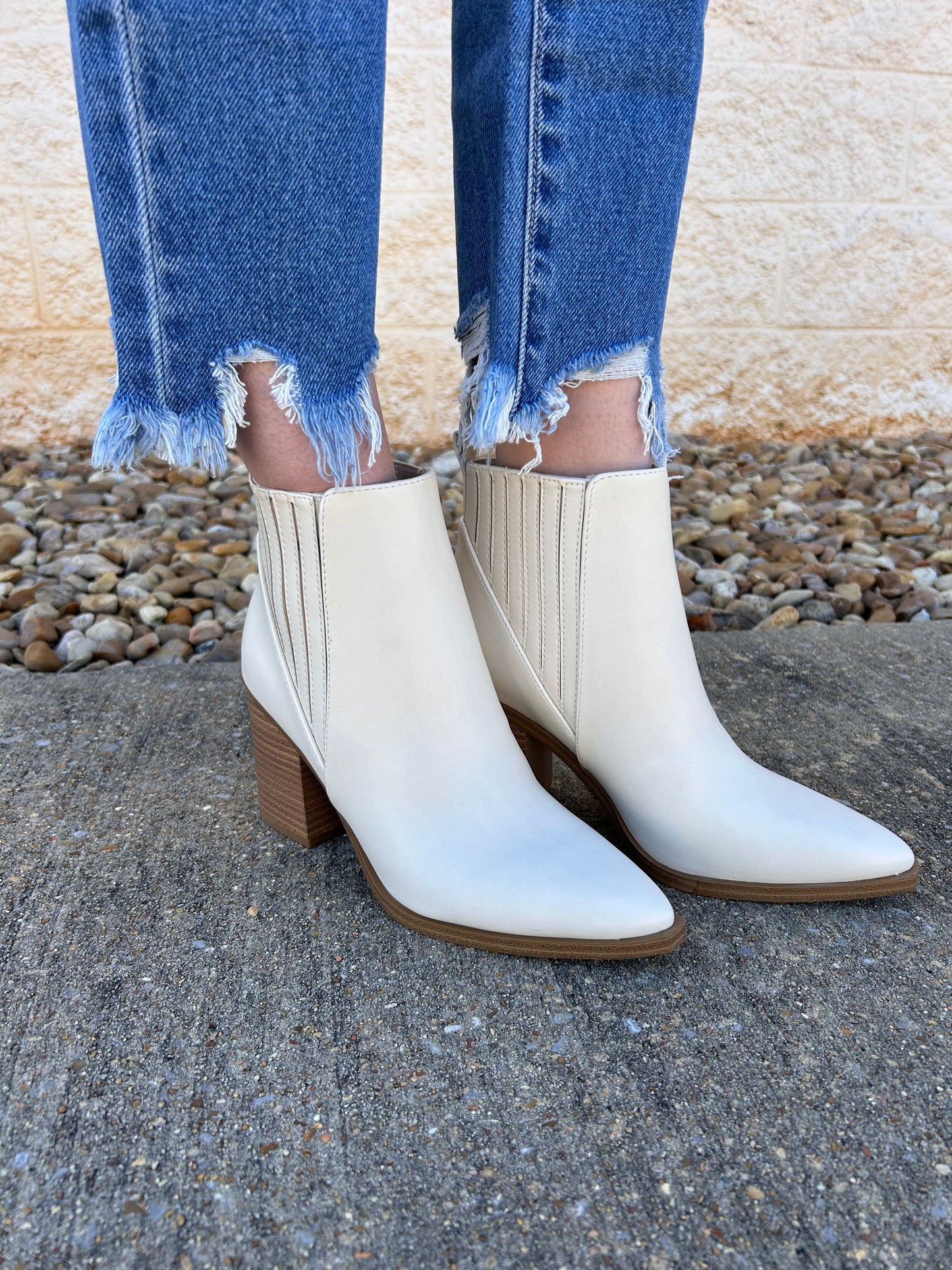 Heading Downtown Off White Ankle Boots