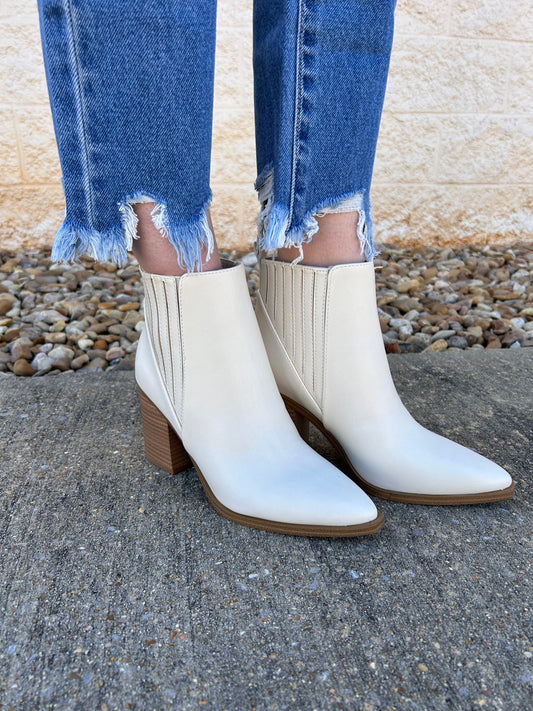 Heading Downtown Off White Ankle Boots