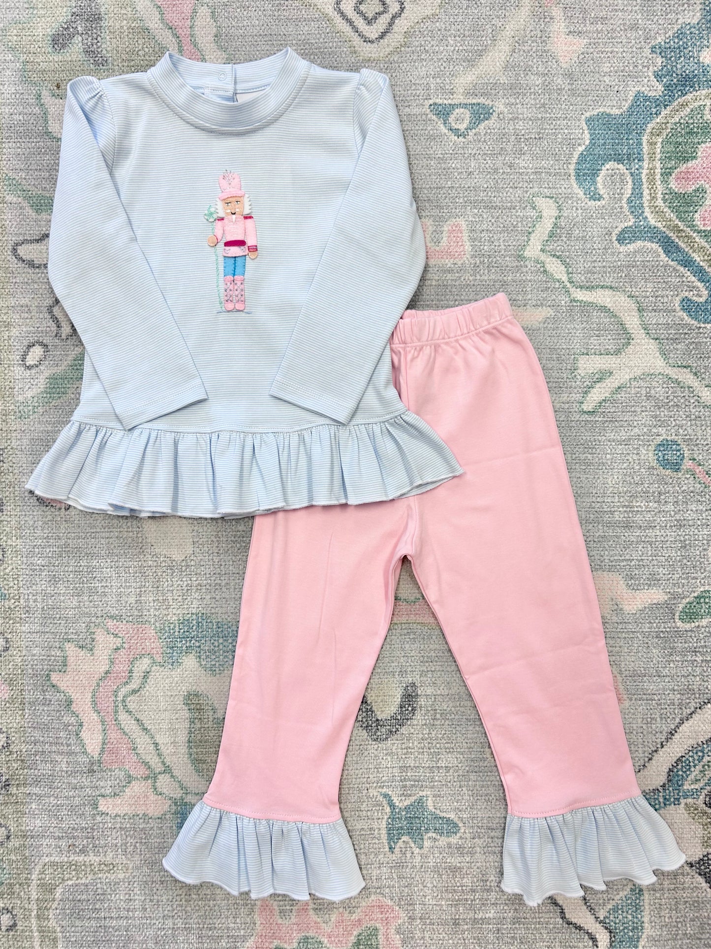 Light Blue Girl Nutcracker Ruffle Pant Set