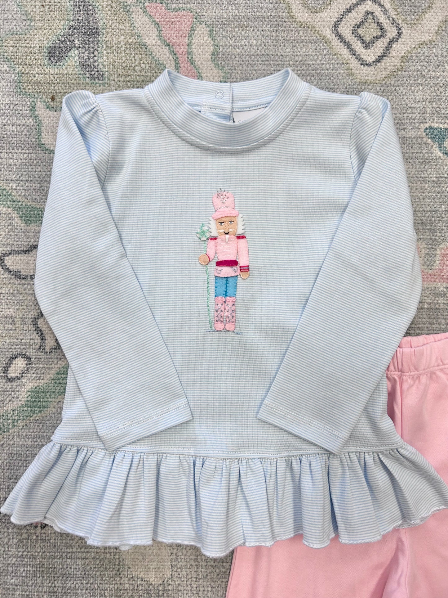 Light Blue Girl Nutcracker Ruffle Pant Set