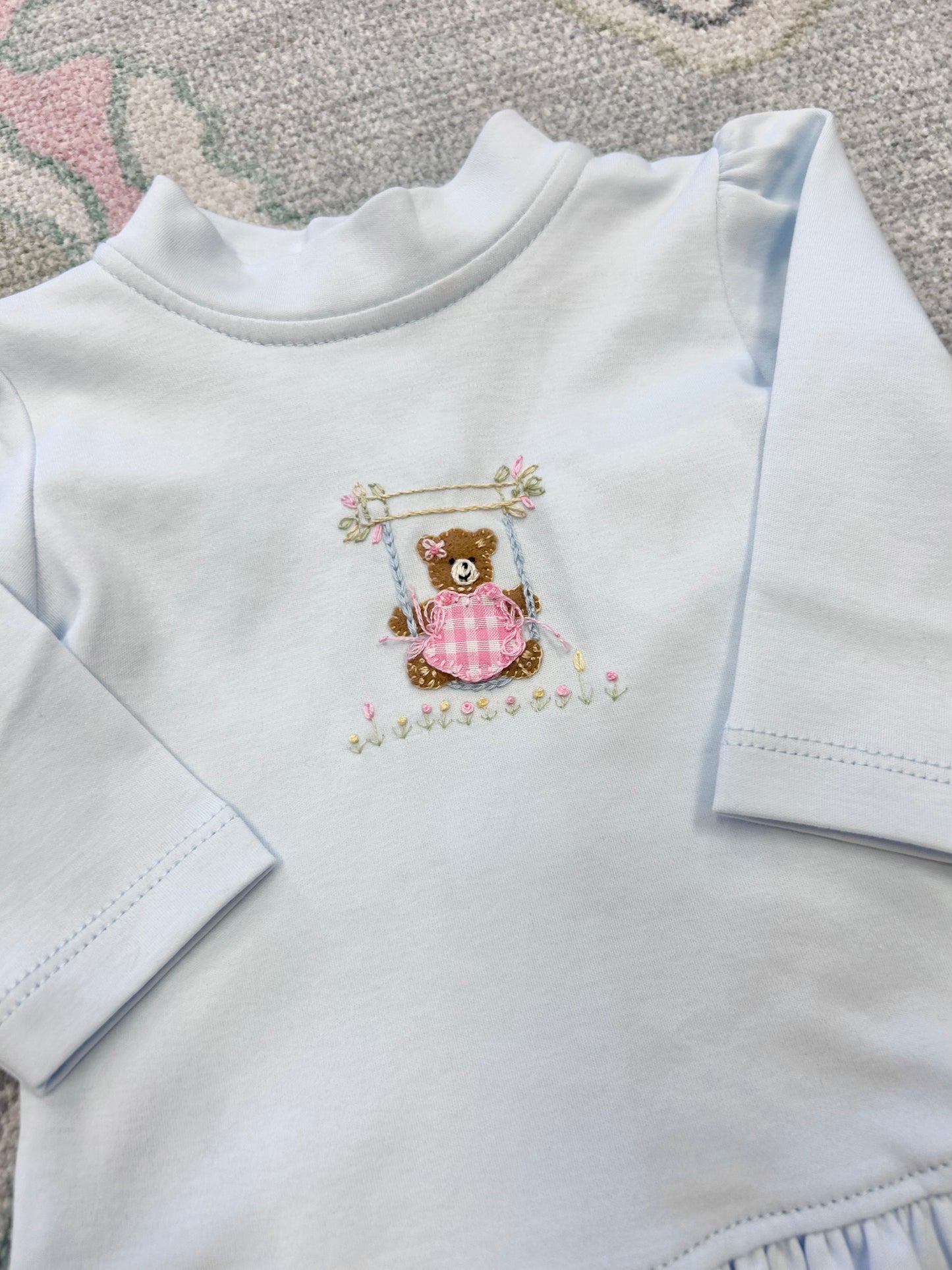 Light Pink Swinging Bear Ruffle Pant Set