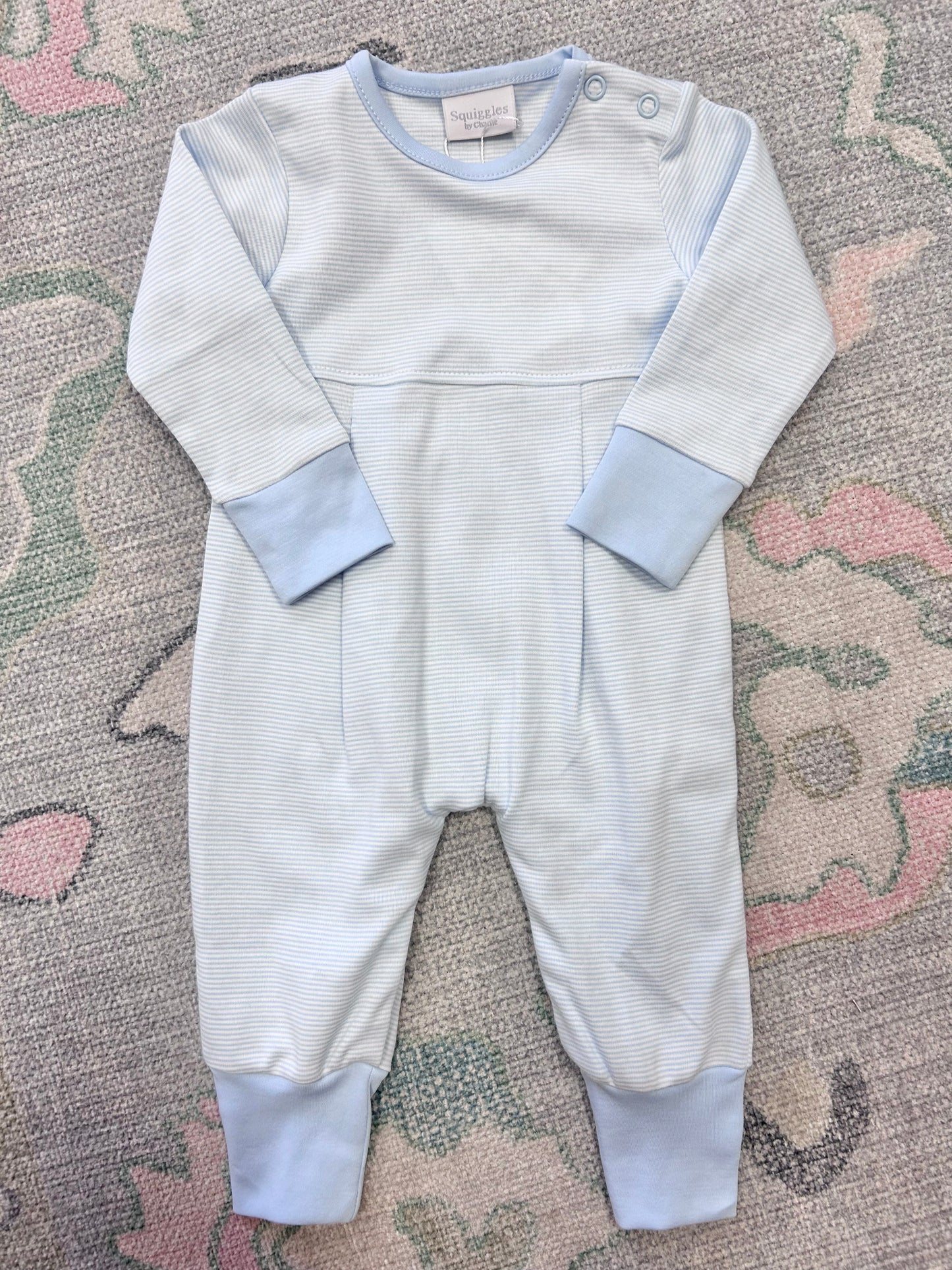 Blue Mini Stripe Long Sleeve Coverall