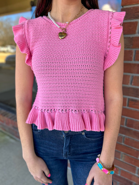 Sweet Life Pink Knit Sleeveless Top