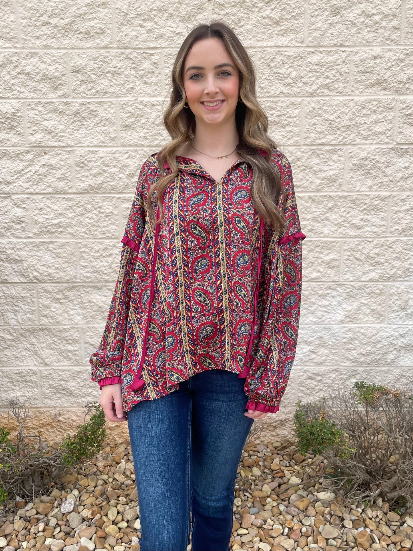 Just Like That Burgundy Paisley Top