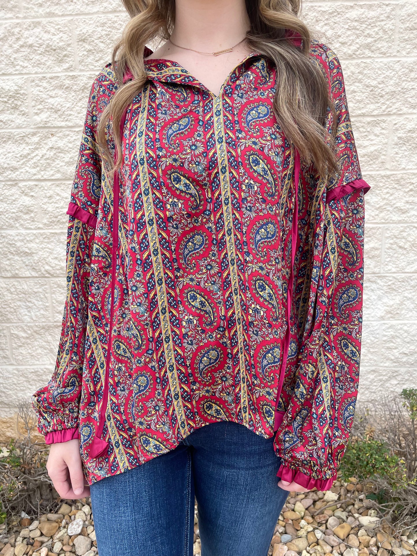 Just Like That Burgundy Paisley Top