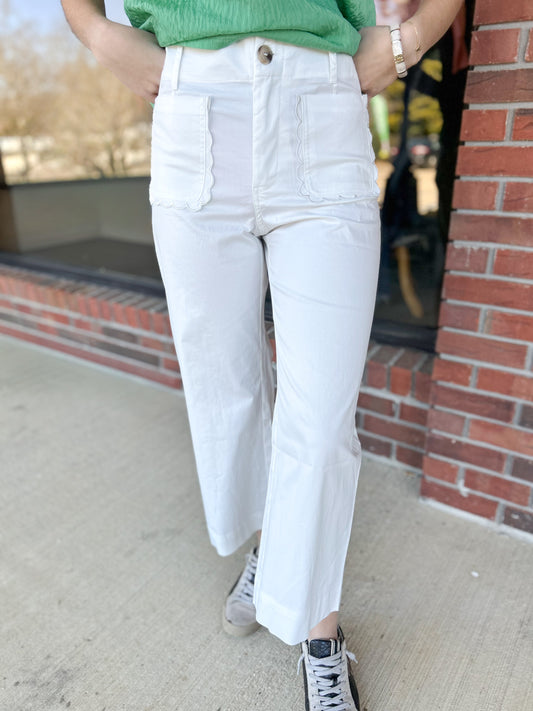Portland Scalloped Pocket Straight Leg Pants