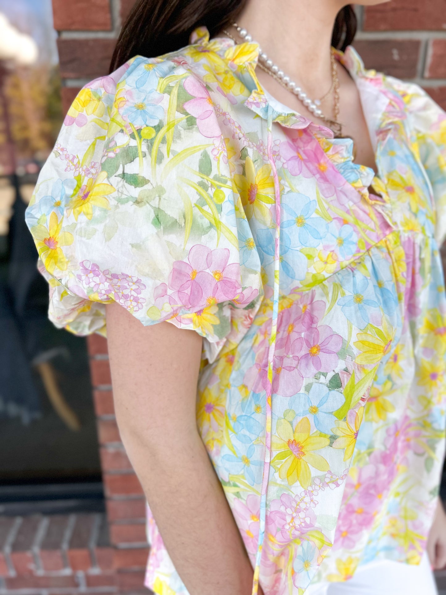 Bright Days Ahead Scallop Trim Babydoll Top