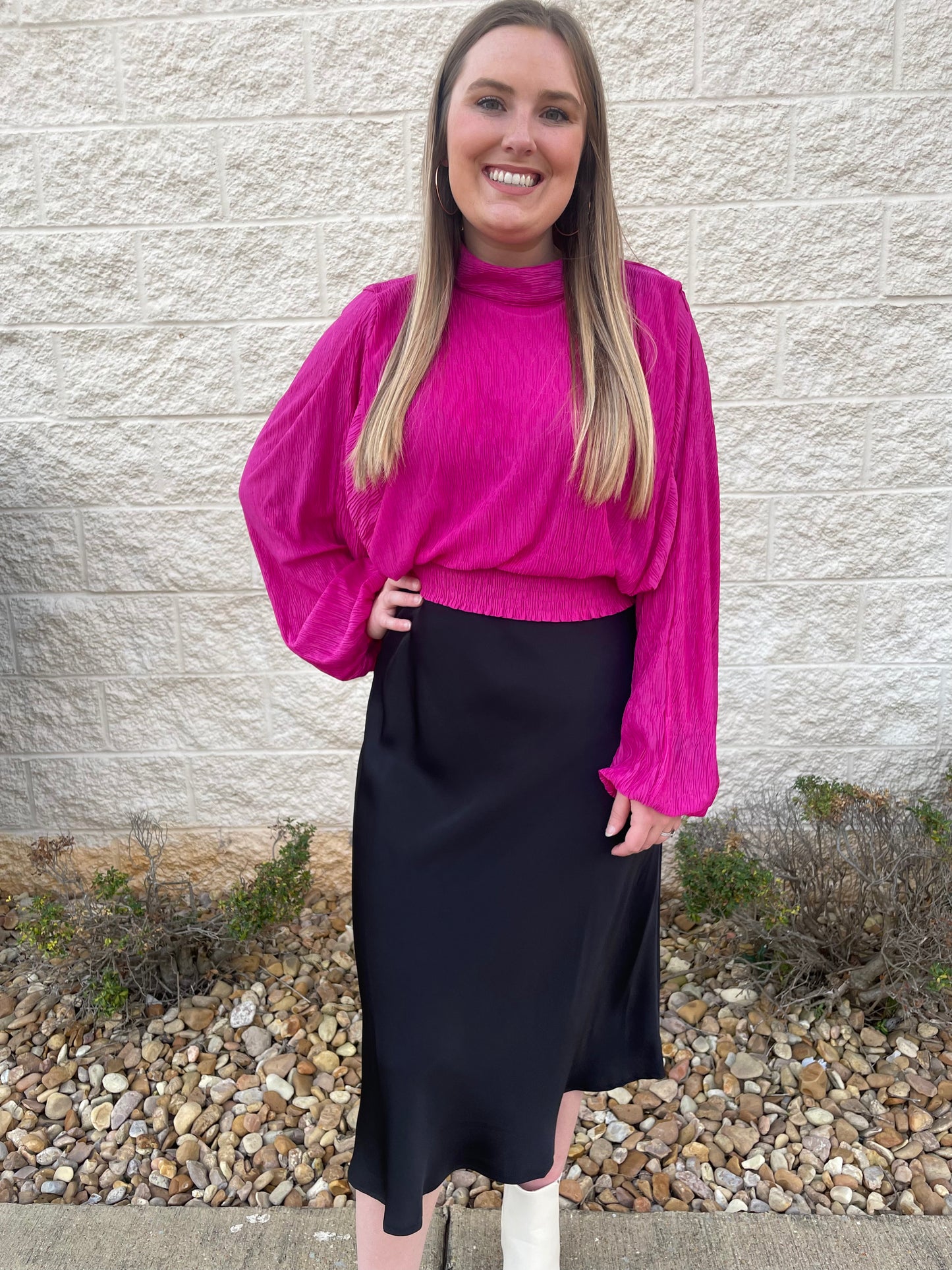 Pretty In Pink Magenta Crinkle Blouse