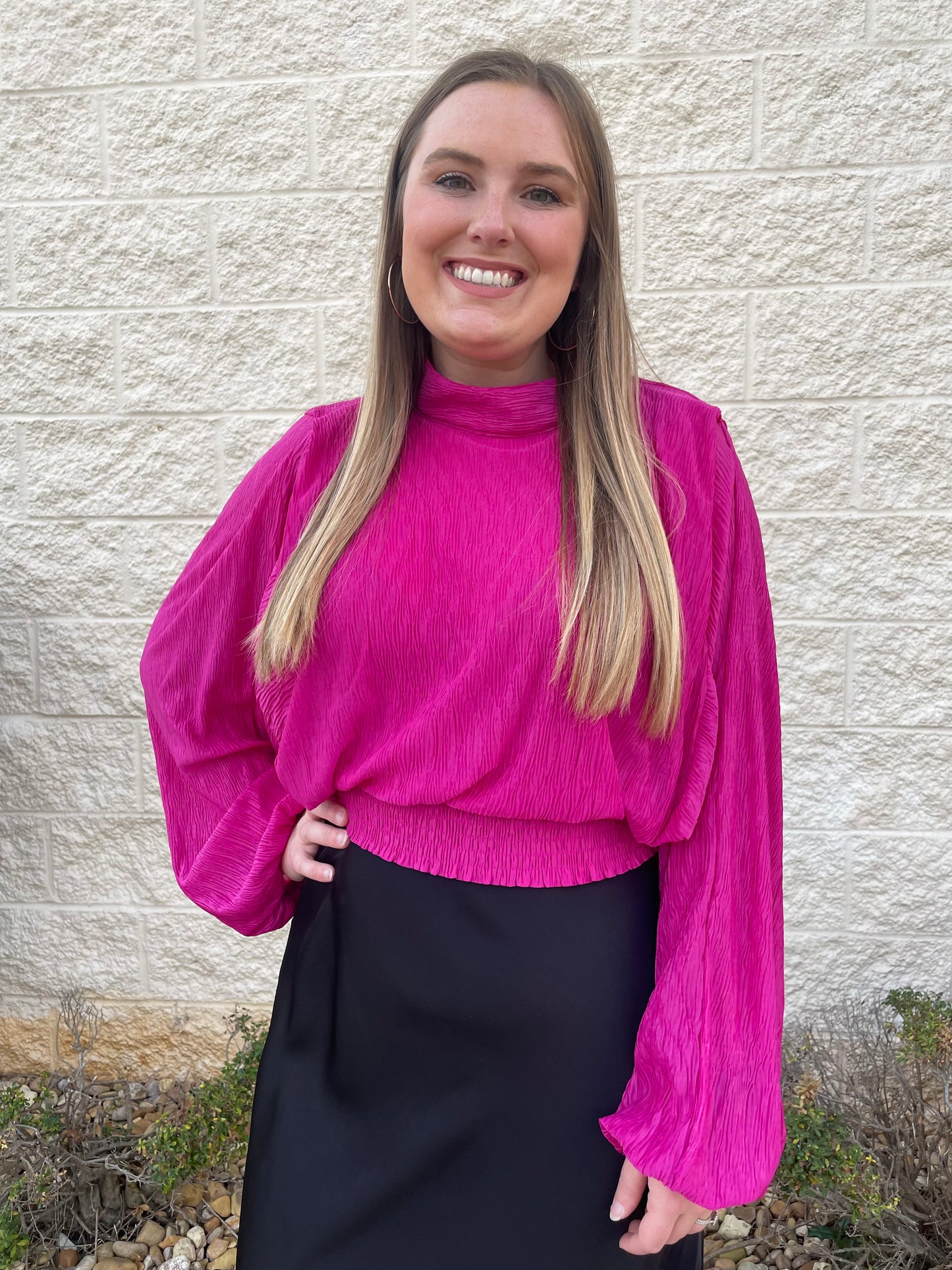 Pretty In Pink Magenta Crinkle Blouse