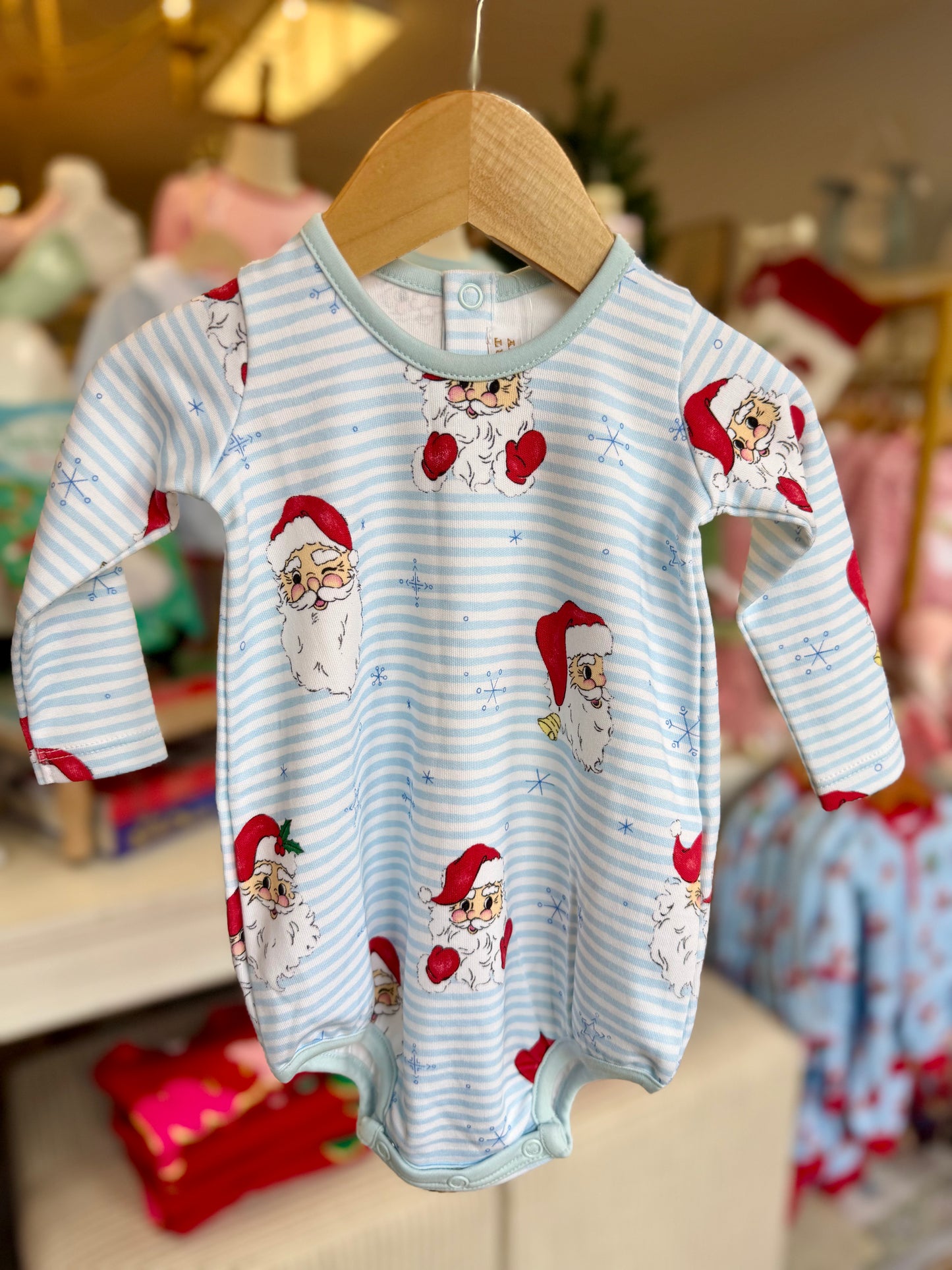 Dear Santa/Buckhead Blue Stripe Long Sleeve Patton Play Bubble - Heavyweight
