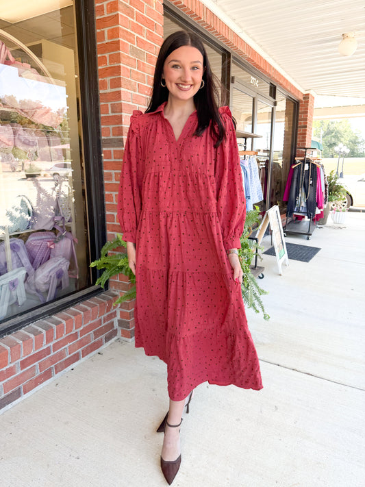 Head Over Heels Swiss Dot Midi Dress