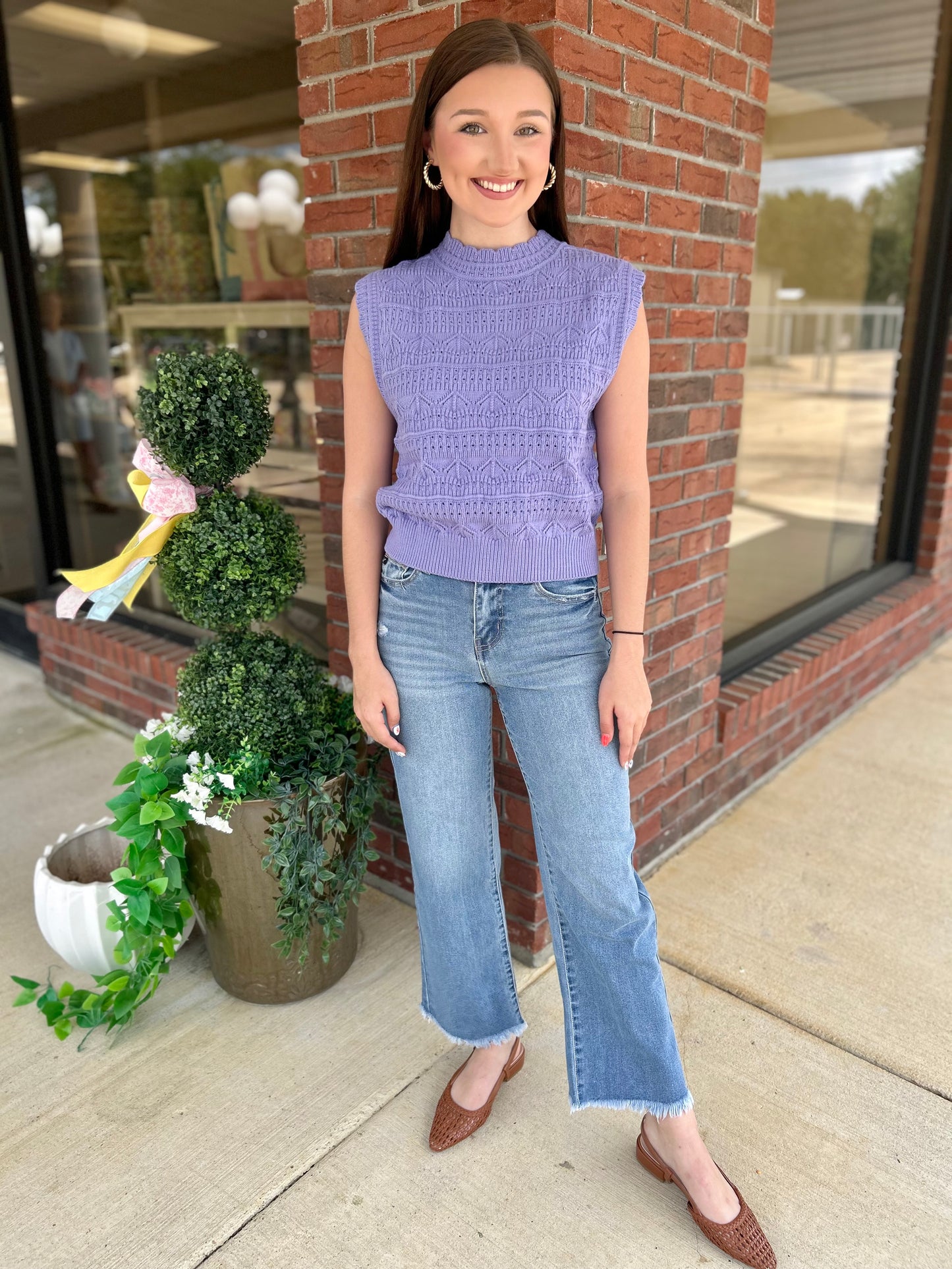 New Day Lavender Pointelle Sweater Vest