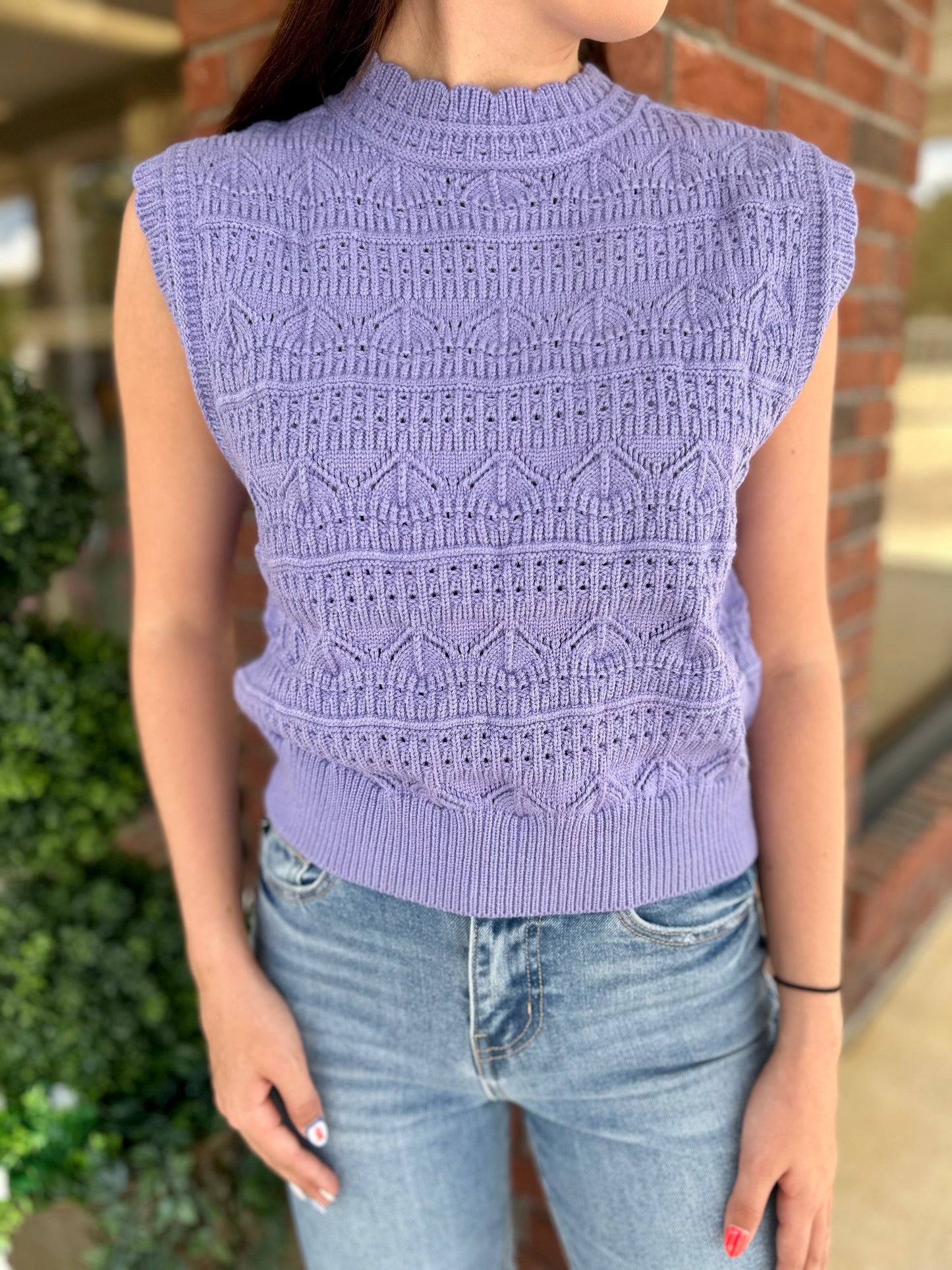 New Day Lavender Pointelle Sweater Vest